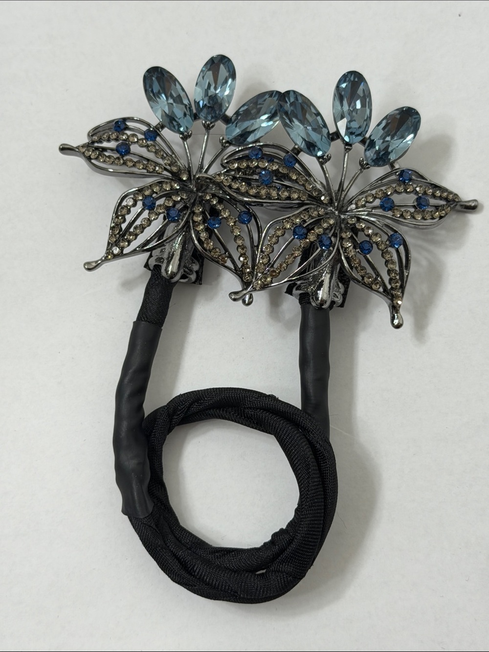 Crystal Floral Blue Hair Clip
